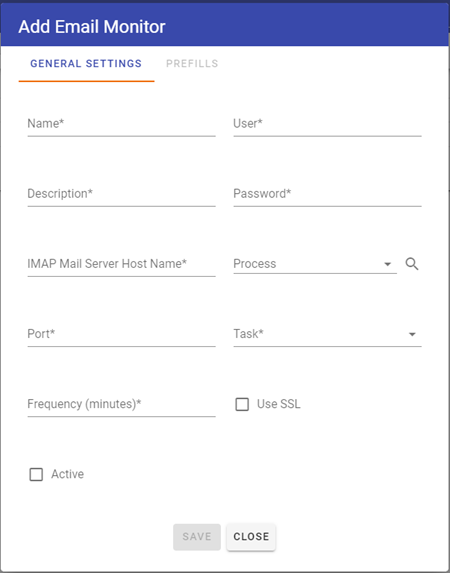 email monitor settings dialog