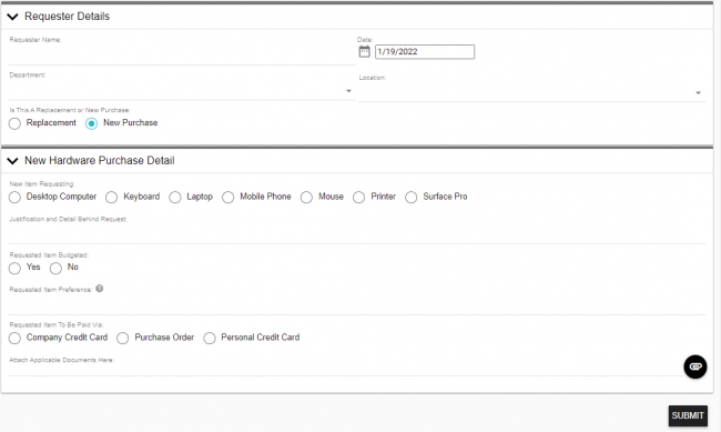 it hardware request form