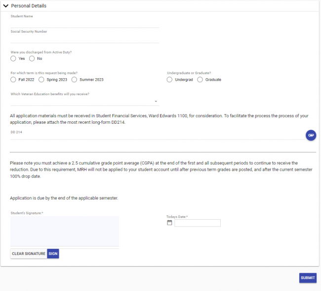 student details form signature